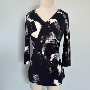 Boss Black and White Abstract Blouse